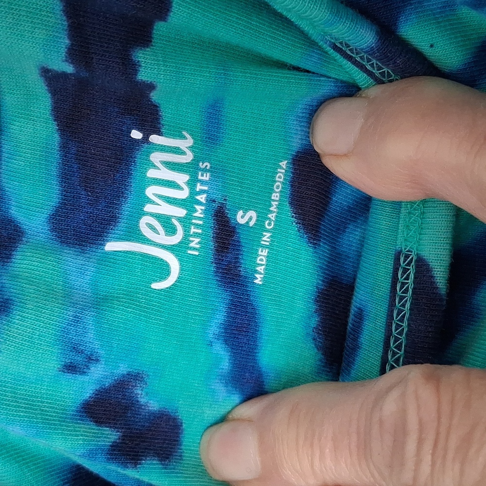 Jenni Intimates Tie-Dye Shelf Bra Tank Top Teal and Navy Sz S - Picture 4 of 6